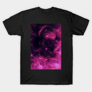 Black and Pink Cream Liquid Swirl Abstract Artwork T-Shirt